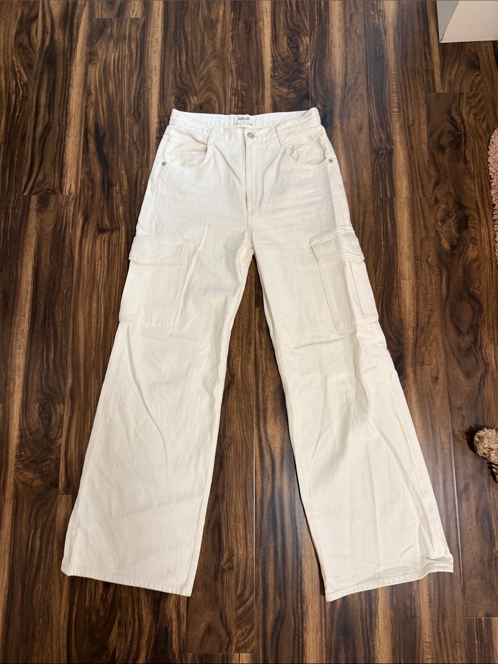 Agolde Wide Leg Cargo Jeans in Off-White